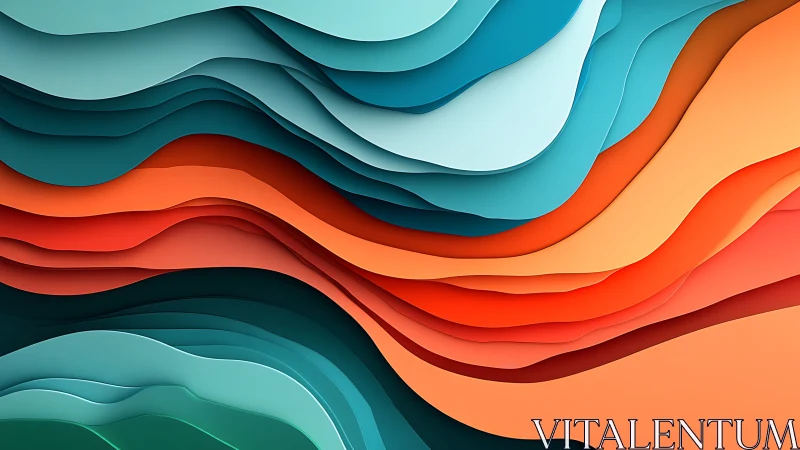 Layered abstract topography in warm cool chromatic waves.