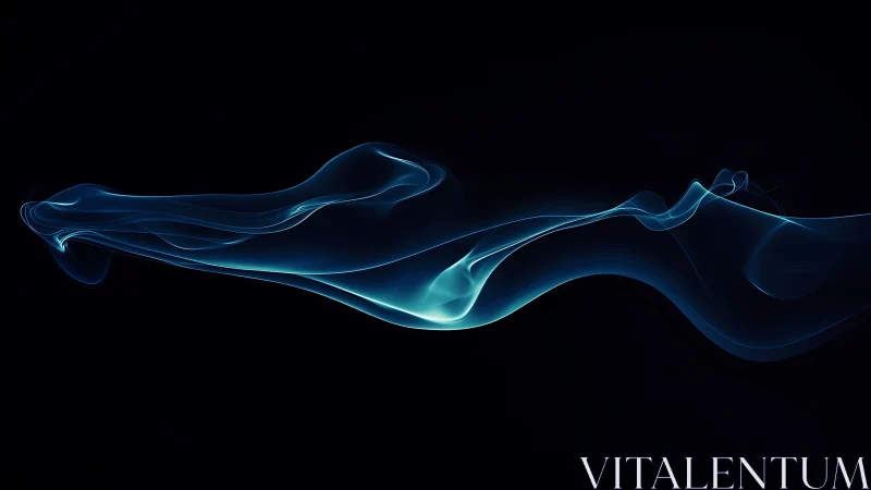 Midnight blue smoke ribbon drifting through cosmic hush.