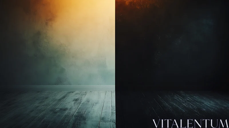 Split light room interior contrasts warm glow and shadow