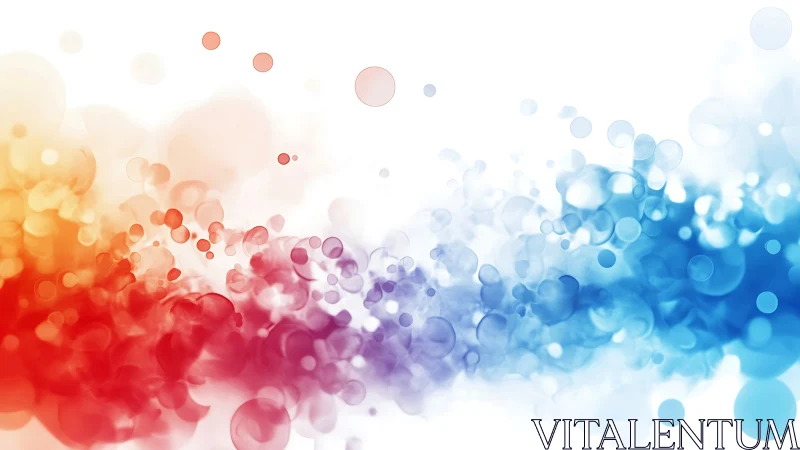 Colorful bubbles drift like dueling tides across white space