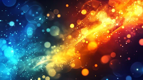 Glowing dance of blue and gold light in dreamy motion.