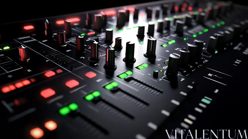 Neon-lit sound mixer inviting playful late-night creativity.