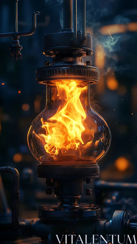 Contained industrial flame burns inside reinforced glass chamber