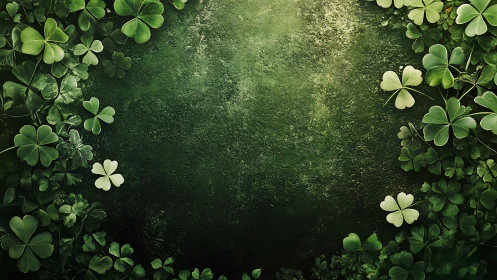 Clover foliage border surrounding textured green surface.