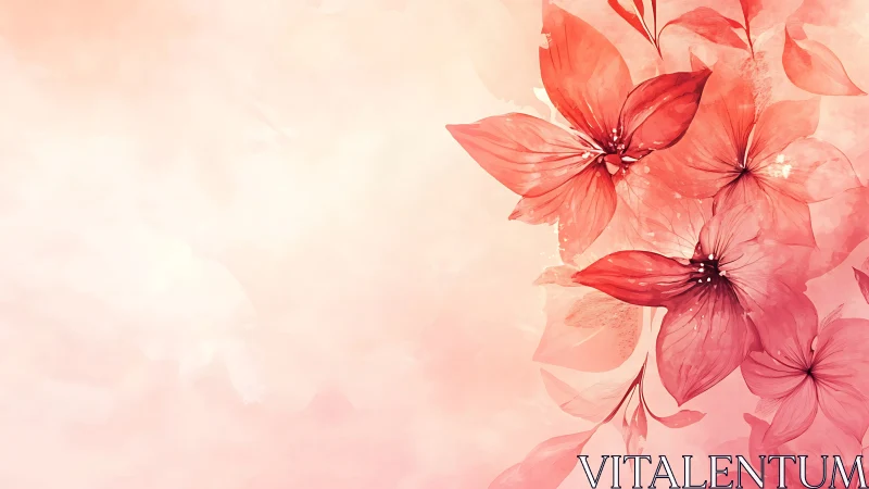 Coral Bloom Reverie in Whispered Watercolor.