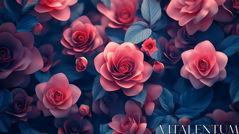 Neon Roses Bloom Electric Pink Against Twilight Velvet.