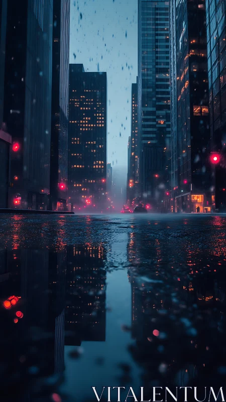 Rain-soaked neon corridor where city lights learn to dream.