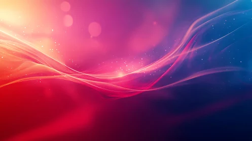 Digital painting of luminous magenta light waves on gradient field.