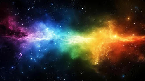 Spectral nebula band spans starfield with high-saturation color gradient