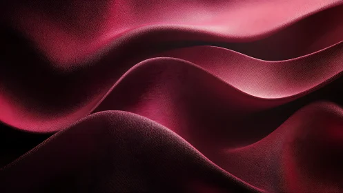Velvet crimson waves drift like silent fabric dunes at dusk