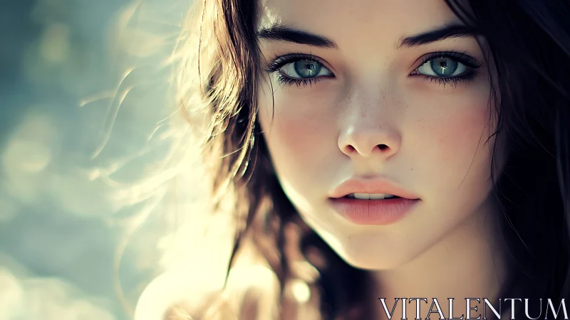 Digital close-up portrait of woman with shallow depth of field