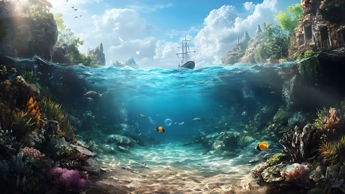 Twin kingdoms of reef and ruins share one luminous tide