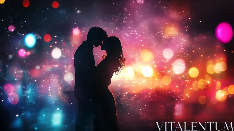 Luminous Embrace: Two Hearts Kiss in Prismatic Glow