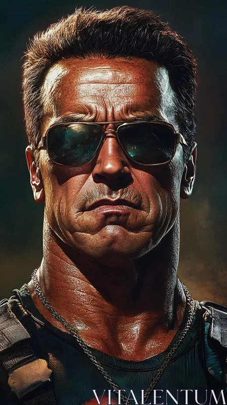 Steel-jawed soldier portrait in hyper-detailed lighting.