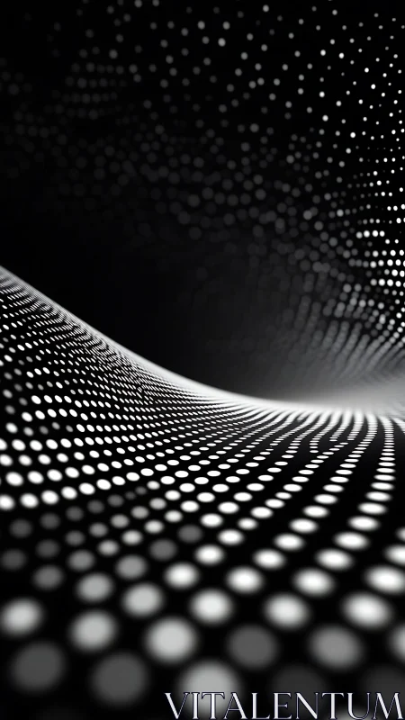 Orbiting lightwaves on a monochrome dotted horizon field.