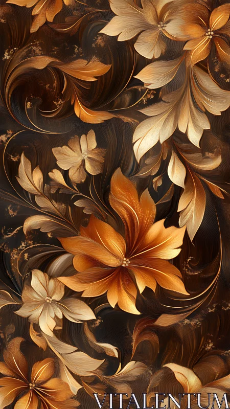 Gilded petal currents swirling through velvet twilight bloom.