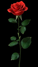Crimson rose bloom against black backdrop. Botanical perfection.