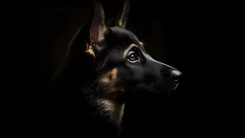 Gaze of a young shepherd in dramatic low key profile.