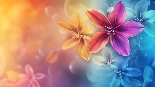 Gradient Background with Stylized Flowers.