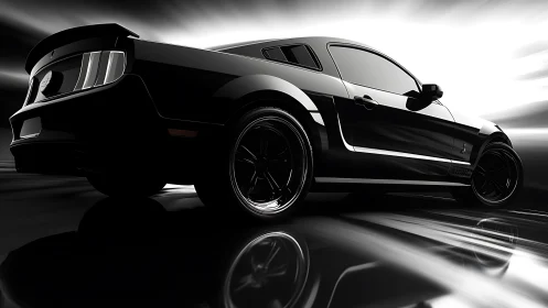 High-contrast muscle coupe rendered in dynamic motion blur.