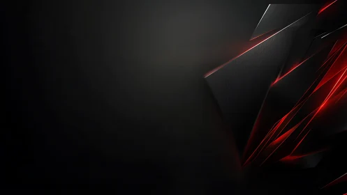 Futuristic black abstract background with sharp red neon accents.