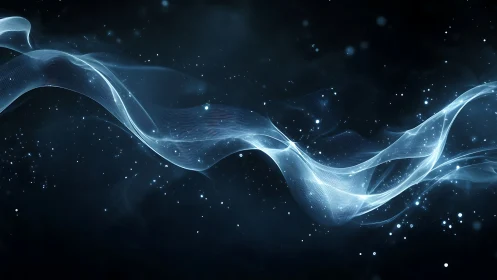 Digital wavefront ribbon in deep-space abstract composition.