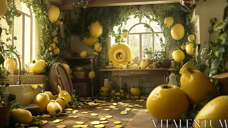 Sun-drunk lemon jungle overruns a sleepy cottage kitchen.