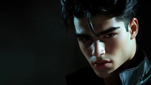 Male subject in close-up portrait under directional lighting