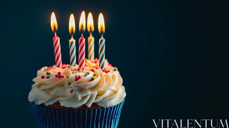 Birthday Cupcake with Glowing Candles Celebrates the Joy