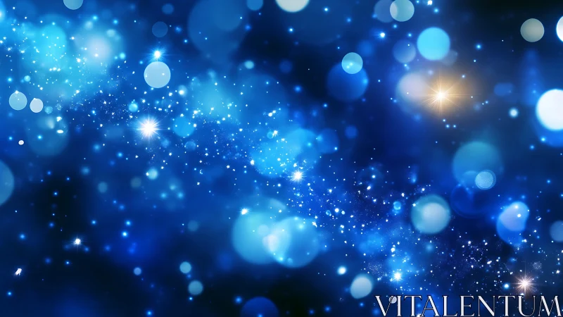 Shimmering blue starlight drifts softly through a dreamy sky