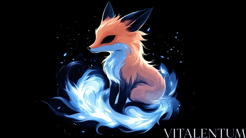 Starlit ember fox coils a luminous comet-tail of frost.