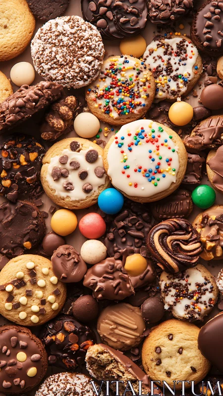 Gourmet assorted cookies with colorful icing and chocolate