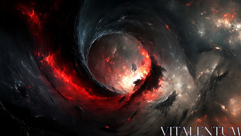 Turbulent cosmic vortex with incandescent red plasma filaments