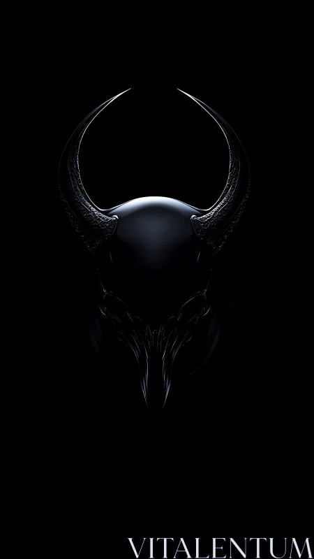 Midnight horned specter condenses from polished liquid shadow