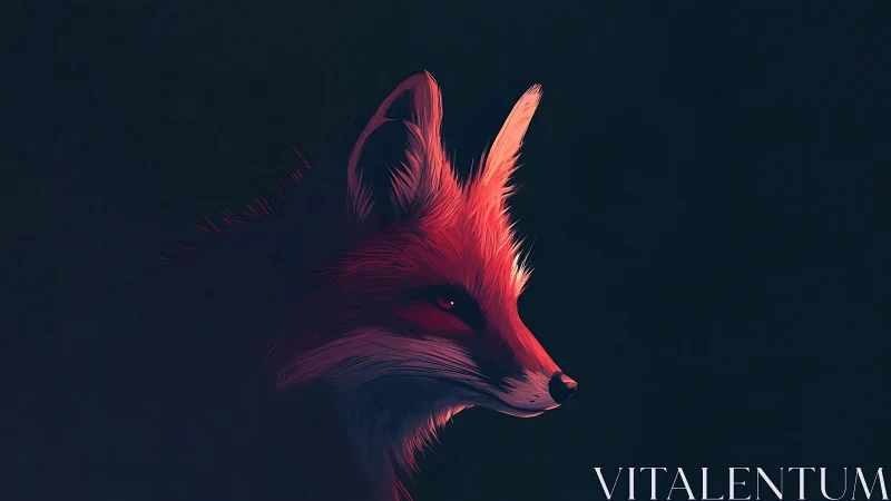 Side-profile fox head rendered in stylized red lighting