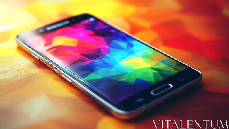 Digital painting of smartphone with prismatic polygonal display.