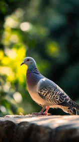 Beautiful Pigeon Perched in Golden Light.