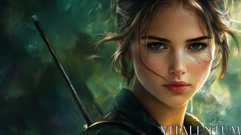 Fearless forest adventurer with bright, determined eyes.