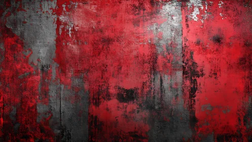 Dramatic Red and Black Abstract Textured Wall Painting.
