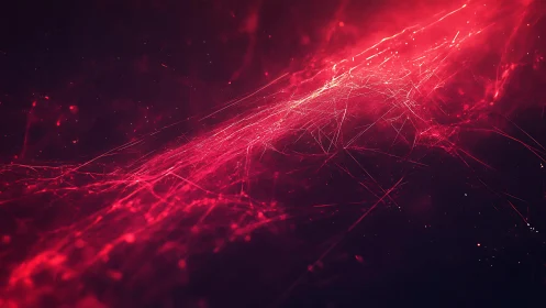 Abstract Red Light Streaks on Dark Background, Digital Art Style.