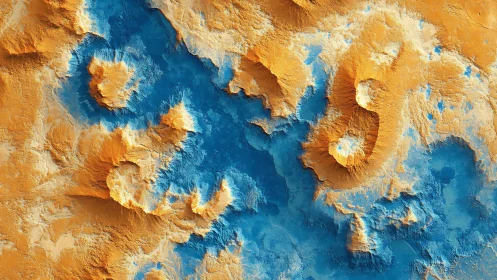 Sunlit desert ridges melting into deep blue valleys.
