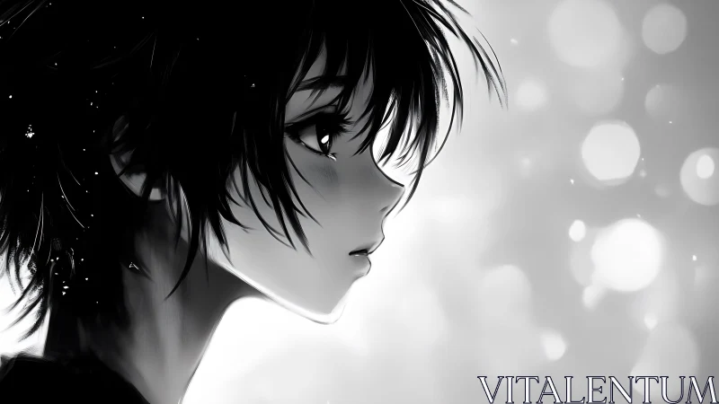 Softly glowing anime profile captures quiet, tender emotion