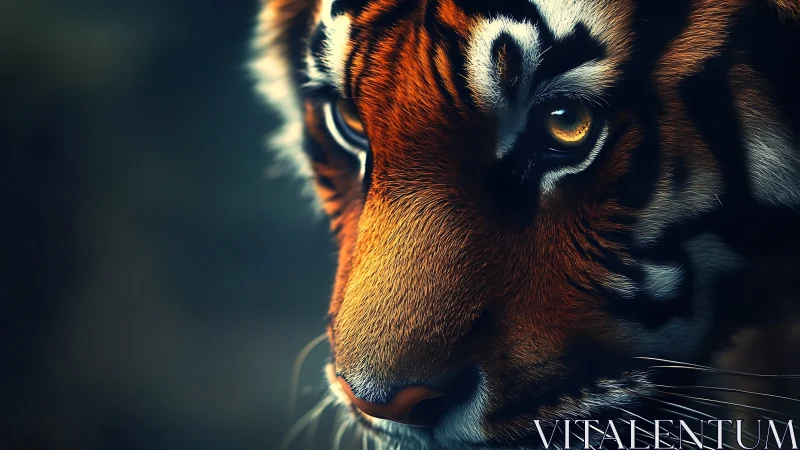 Hyperreal tiger portrait captures intense golden gaze