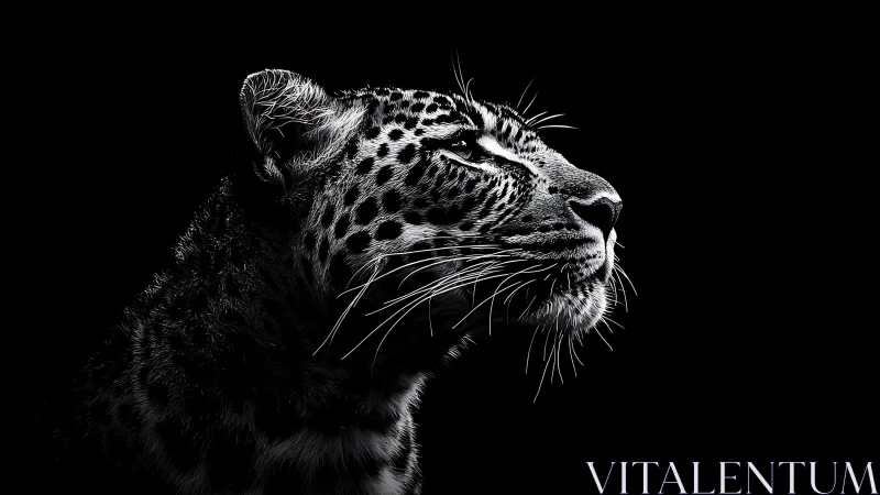 Striking Black and White Leopard Portrait Study.