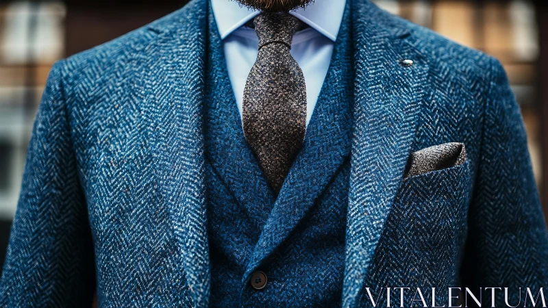Gentleman's Herringbone: Blue Tweed Elegance Meets Charcoal Grace.