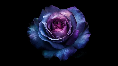 Twilight Bloom: Iridescent Rose in Deep Purple Reverie.