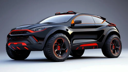 Futuristic black off-road SUV concept shows aggressive stance