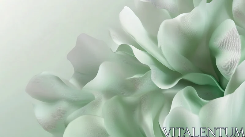 Softly folded translucent shapes form layered mint structure