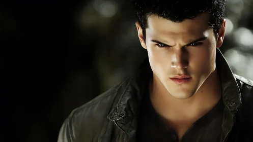 Moody male portrait under hard cinematic side lighting.