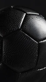 Macro study of black textured football surface under hard rim light